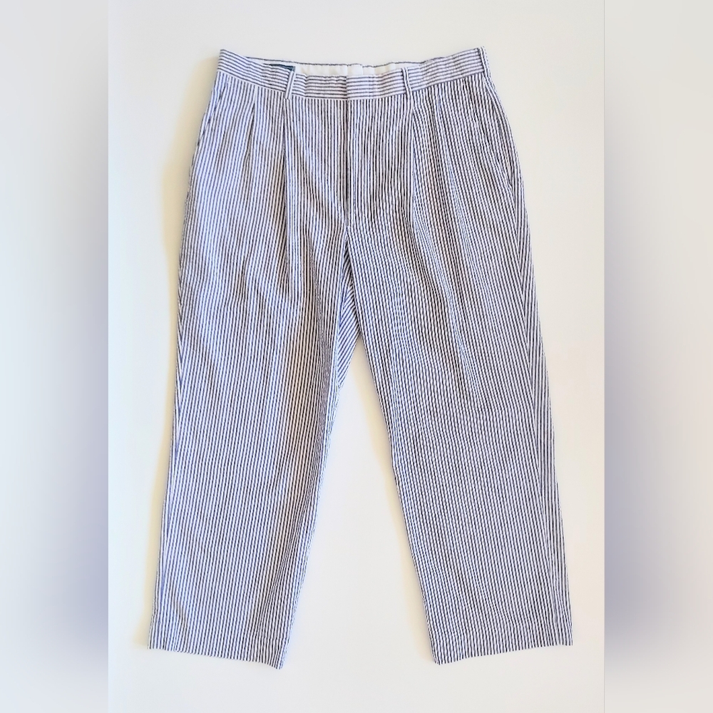 Blair TropiCool Seersucker Pants Blue Striped Size 34W x 38L 100% Cotton